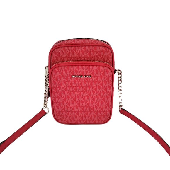 Michael Kors Jet Set Travel Medium NS Chain Crossbody Handbag MK Dark Raspberry - Picture 2 of 7